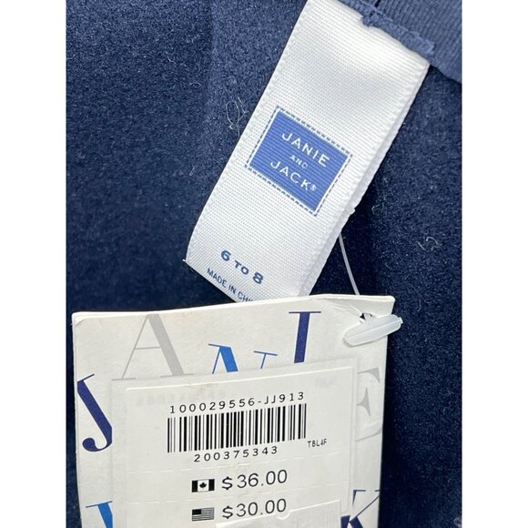 Fall Navy Wool Felt Wide Brim Hat W/Brown Band By Janie and Jack For Kids Sz 6-8 - Picture 3 of 4